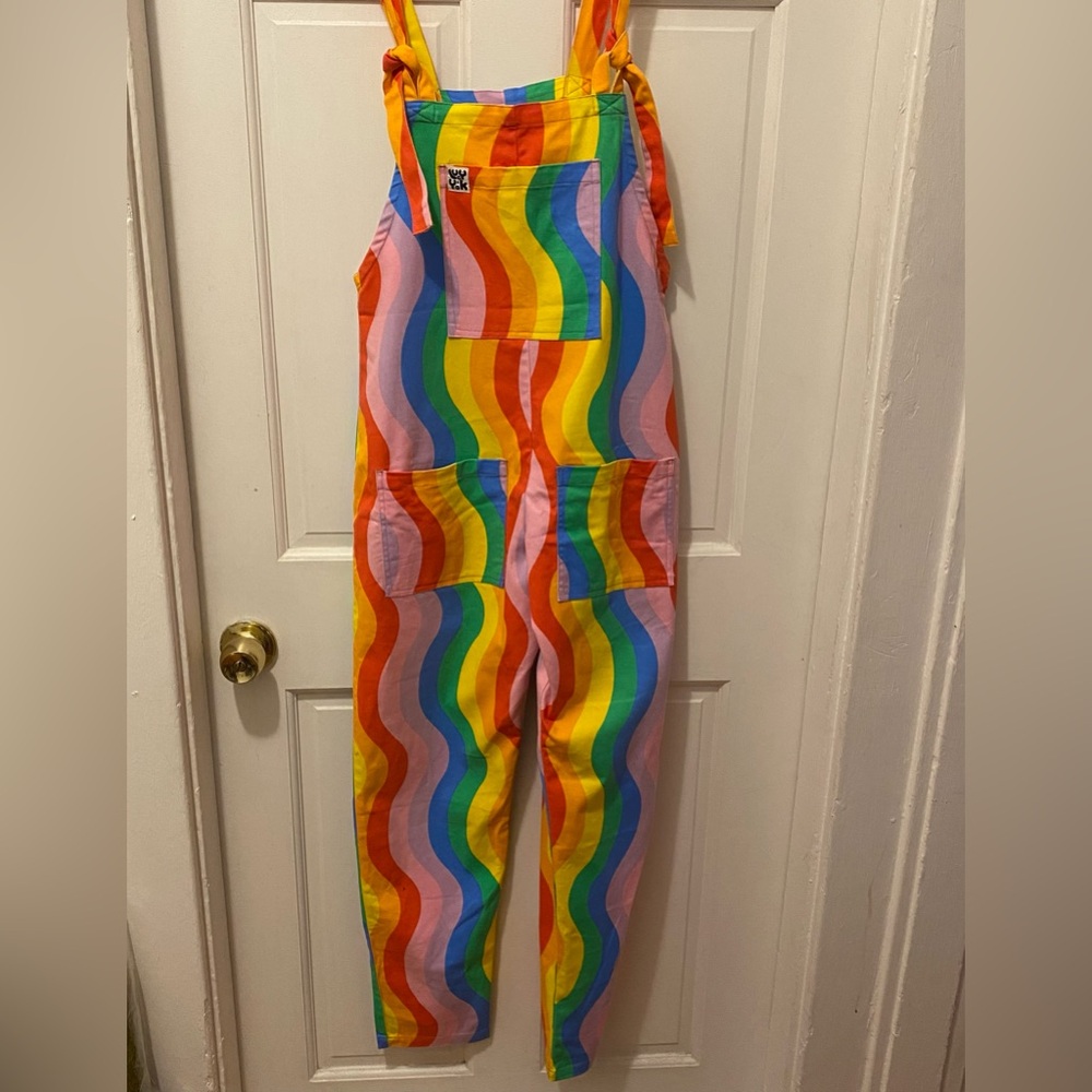 Lucy and Yak Rainbow Wavy Dungarees